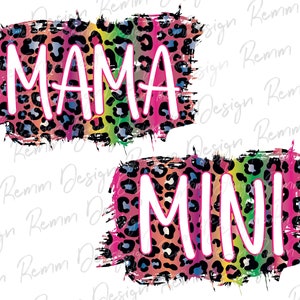 Download Mama Mini Rainbow Sublimation Design Rainbow Leopard Blush Etsy