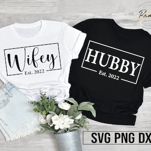 Esposo y esposa 2022 SVG, est. 2022 Svg, novia y novio SVG, boda Svg, marido y mujer Svg, aniversario Svg, Dxf, archivos Svg para Cricut