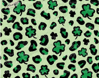 St. Patrick's Day Leopard Print with Clovers (PNG JPEG)