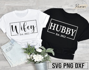 Wifey SVG Married couple 2020 Married Shirt Design svg Hubby and Wifey EST 2020 SVG New Family Digital Download Wedding,WD09 Hubby svg
