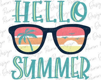 Lunettes de soleil d'été Hello, sublimation design (PNG)