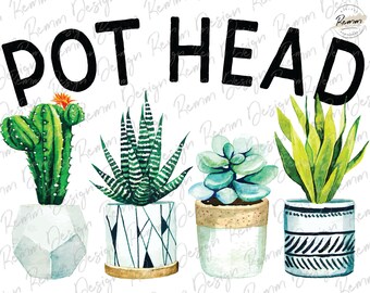 Pot Head Succulent Sublimation Design: Cactus PNG (Digital Download)