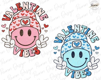 Retro Valentine's Day Smiley Face PNG: Matching Designs (Digital Download)
