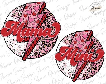 Mama Mini PNG: Retro Valentine's Leopard Heart Designs (Digital Download)