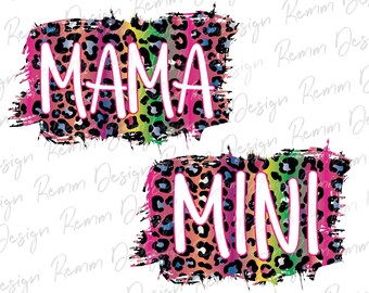 Mama Mini Leopard, Sublimation Design, Mama Mini PNG, Instant Download, Leopard Print Mama Design, Leopard Print, Animal Print