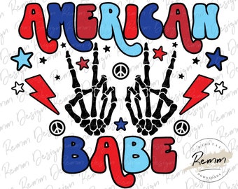 Retro American Babe PNG: 4th of July Sublimation Design (Digital Download)