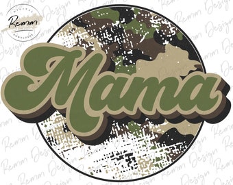 Camo Mama PNG: Retro Sublimation Design (Digital Download)