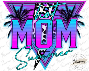 Mamá sexy de verano PNG: Diseño de estampado de leopardo neón (descarga digital)
