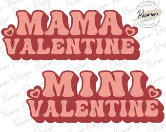 Retro Mama & Mini Valentine PNG: Matching Designs (Digital Download)
