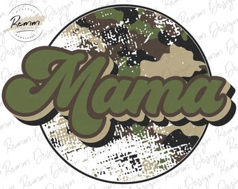 Camo Mama PNG: Retro Sublimation Design (Digital Download)