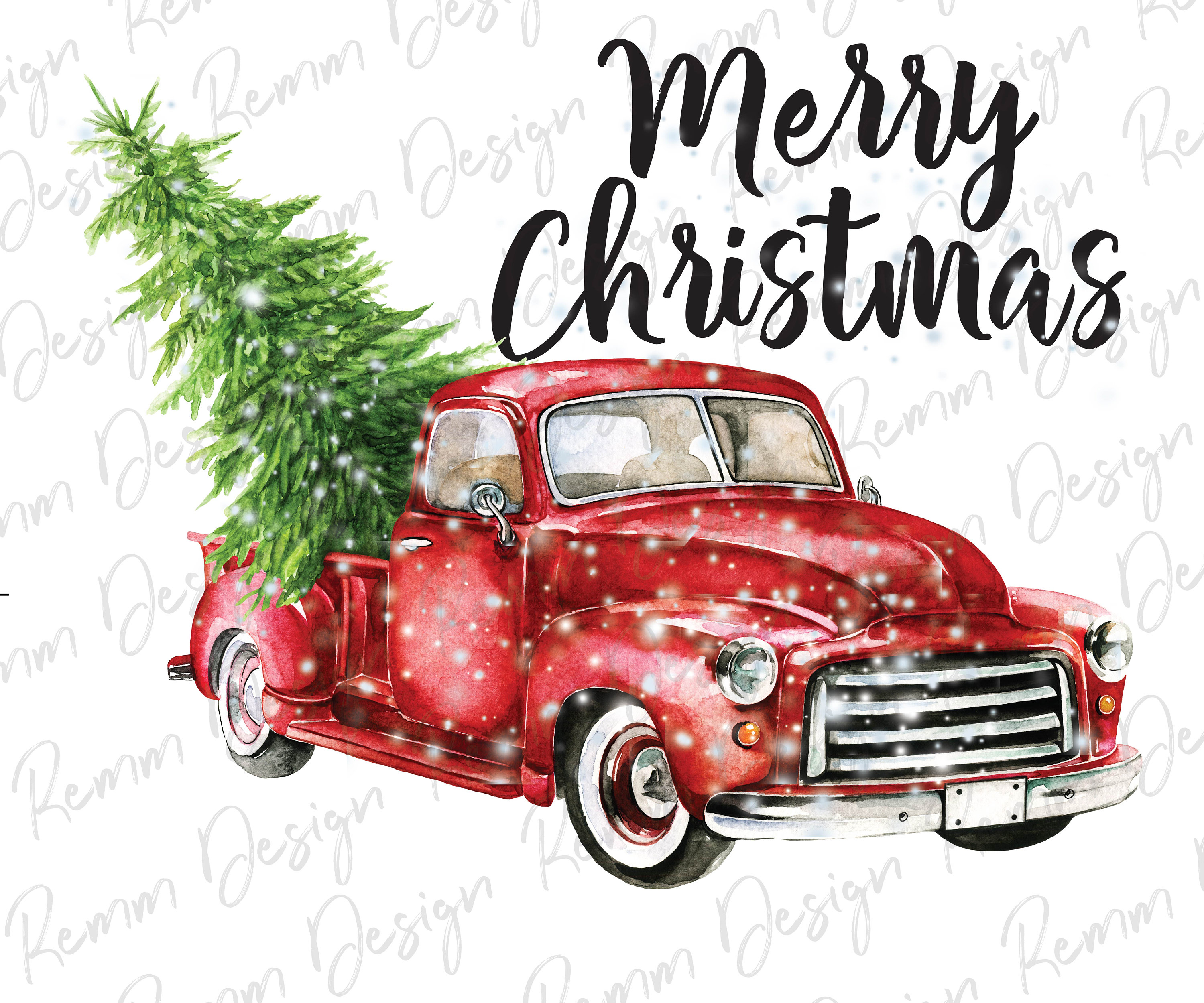 Merry Christmas Truck PNG Instant Download Red Truck | Etsy