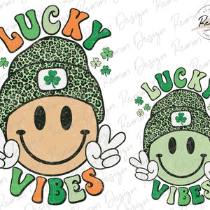 Lucky Vibes PNG, St. Patrick's Day Png, Smiley rétro Png, Png rétro, St. Patty's Day Png, Retro Png, Sublimation Design Download