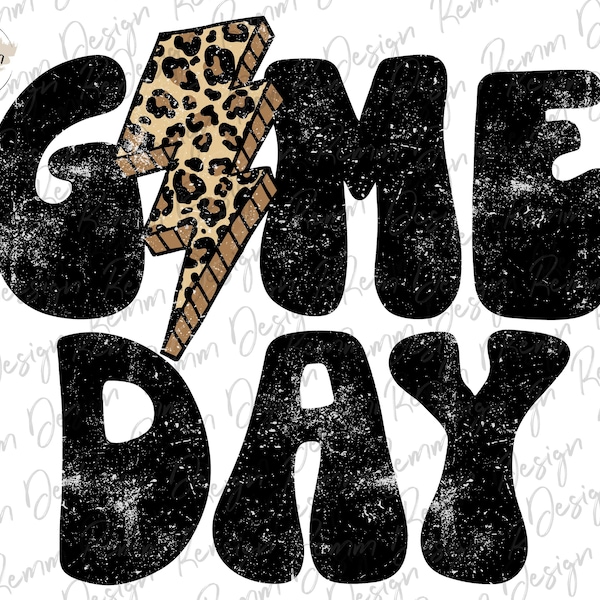 Leopard Game Day Png, Leopard Lightning Bolt Png, Distressed Sports Png, Football, Sublimation Download, Printable, Retro Sports Design