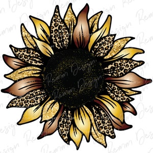 Leopard Sunflower PNG: T-Shirt Sublimation Design (Digital Download)