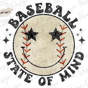 Retro Baseball Png, Baseball Png, Retro Smiley Png, Baseball Sublimation Design, Retro Smiley Face Baseball, Summer Png, Sublimate Download