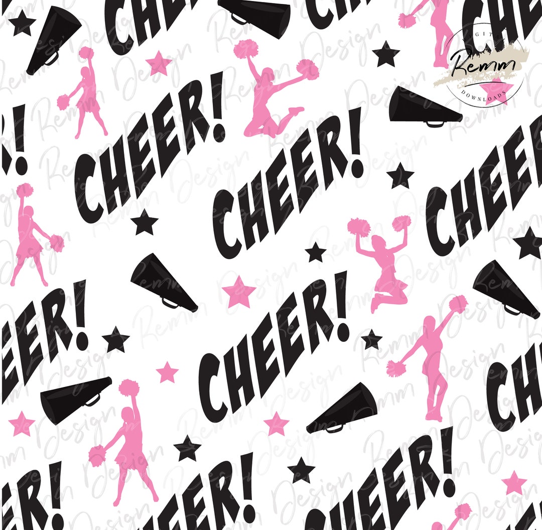 Seamless Cheer Pattern, Digital Paper, Printable, Cheerleader Pattern