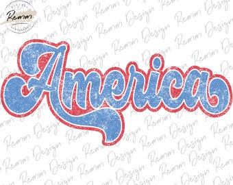 Retro America PNG: 4th of July Patriotic Design (Digital Download)