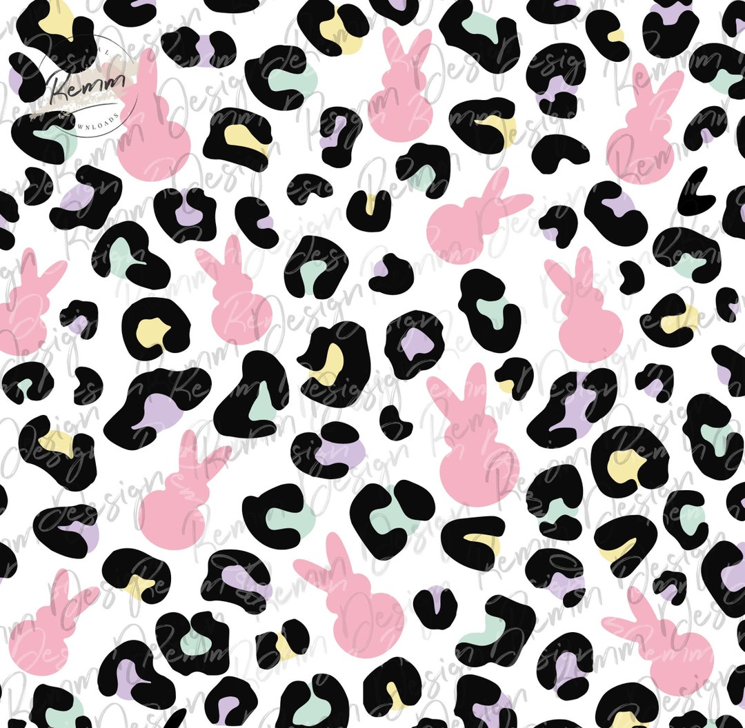 Leopard Print and Easter Bunny Png Pattern, Colorful, Easter Seamless ...