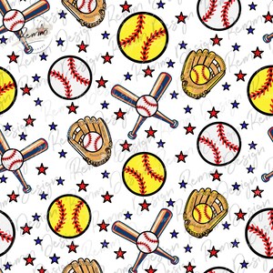 Seamless Baseball and Softball Pattern, Sublimate Download, Digital Paper, Printable, Instant Download, Mom of Both, Fabric Printing Png