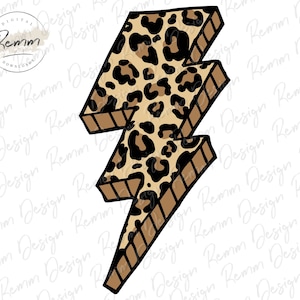 May include: A brown and black leopard print lightning bolt graphic with a brown outline.