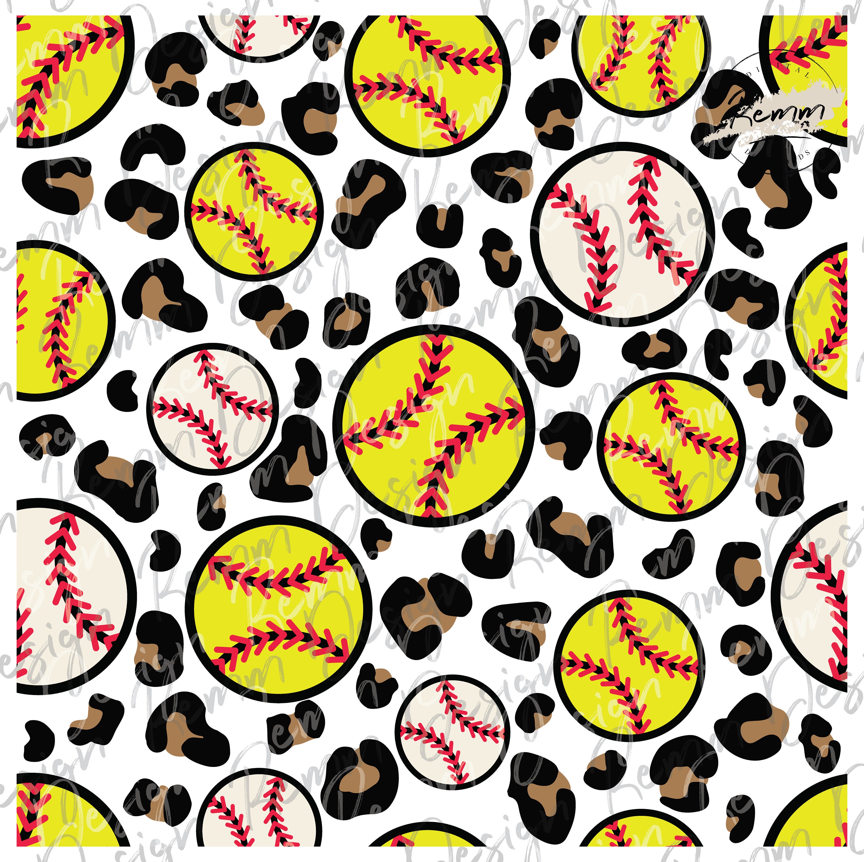 Seamless Softball and Baseball Leopard Pattern Png Sublimate Etsy