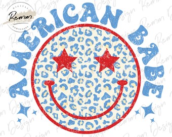 American Babe Png, 4th of July Png, Retro Png, Smiley Face Png, USA Png, Mama Png, Mom Png, American Png, Sublimation Design Download