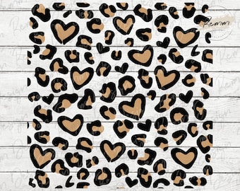 Leopard Hearts Seamless Pattern: Animal Print Digital Paper (PNG Download)