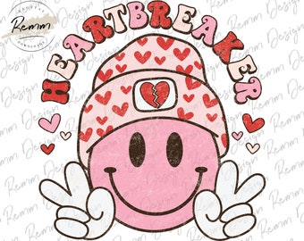 Retro Heartbreaker PNG: design per maglietta di San Valentino (download digitale)