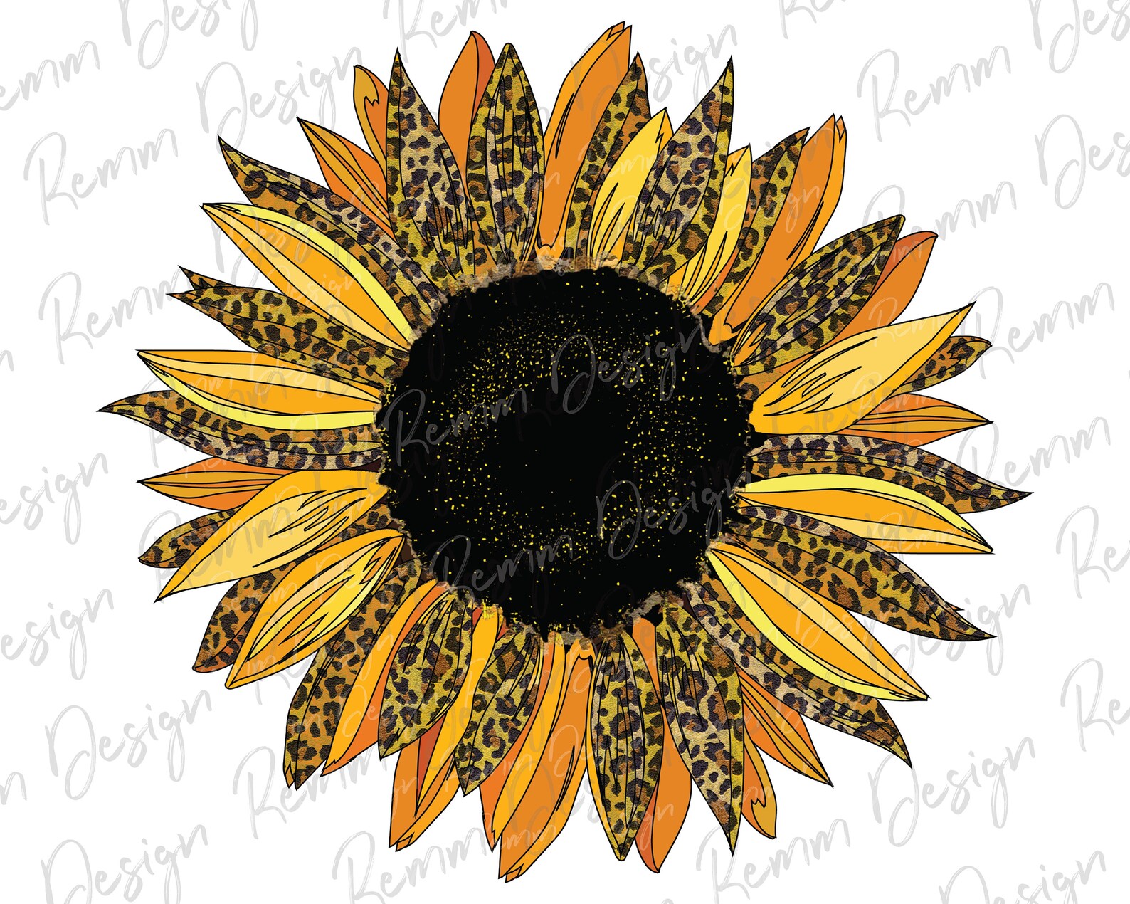 Leopard Sunflower Png Sunflower Png Leopard Print PNG | Etsy