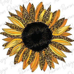 Leopard Sunflower PNG: Cheetah Print Sublimation Design (Digital Download)