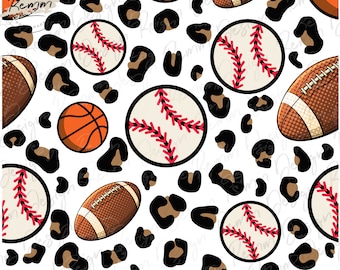 Sports Ball Leopard Print: Seamless Sublimation Pattern (Digital Download)