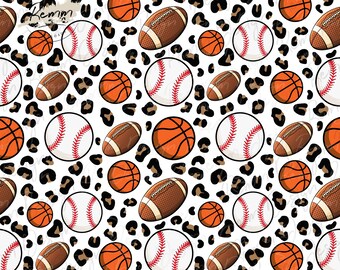 Sports Ball Leopard Print Seamless Pattern: Sublimate Design (Digital Download)