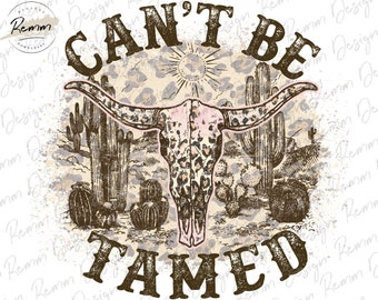Western Cow Skull PNG: Retro Cowgirl Desert Design (Digital Download)