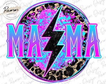 Mama PNG, Mama Lightning Bolt Png, Leopard Mama Png, Mama Png, Retro Design, Mama Sublimation Design, Retro Png Sublimation Digital Download