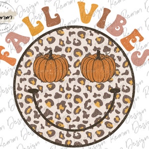 Retro Fall Vibes PNG: Smiley Face Pumpkin Sublimation Design (Digital Download)