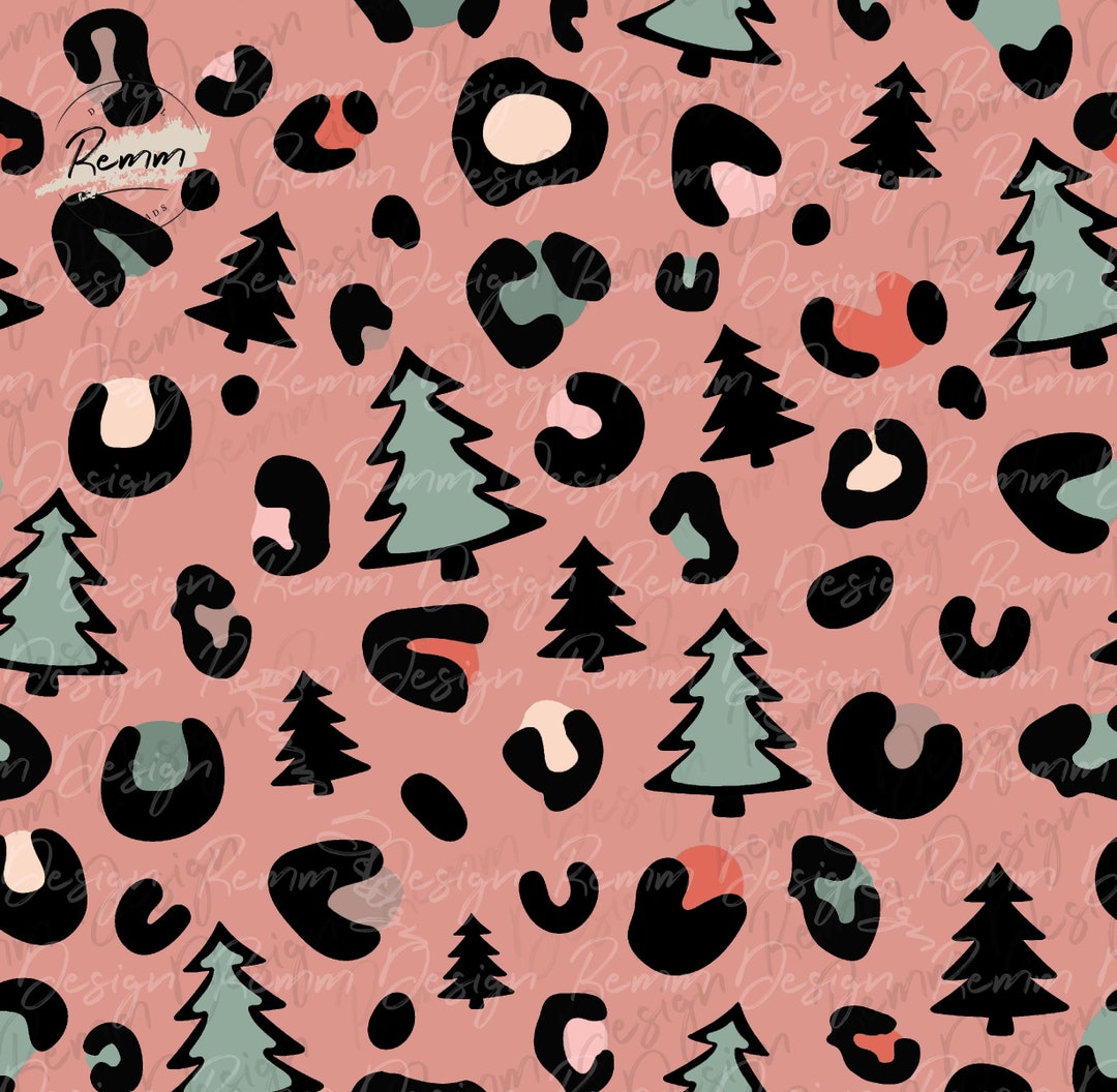 SEAMLESS Christmas Tree Pattern Colorful Leopard Print Christmas leopard-print-christmas-tree-svg-christmas-svg