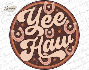 Yeehaw PNG: Design de Cowgirl Ocidental Retro (Download Digital)
