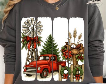 Retro Cowgirl Christmas PNG: Western Holiday Shirt Design (Digital Download)