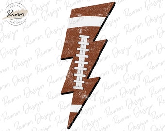 Distressed Football Lightning Bolt PNG: Sublimation Download