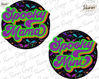 Retro Spooky Mama Mini PNG Sublimation Designs, Halloween Sublimation, Herbst, Herbst, Oktober, Retro, Vintage, Grunge, PNG