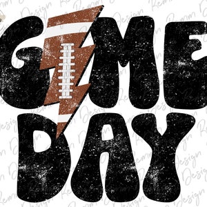 Retro Game Day Football Lightning Bolt PNG, Fútbol angustiado Png, Descarga de sublimación, Imprimible, Diseño de camiseta de fútbol, Espíritu de equipo