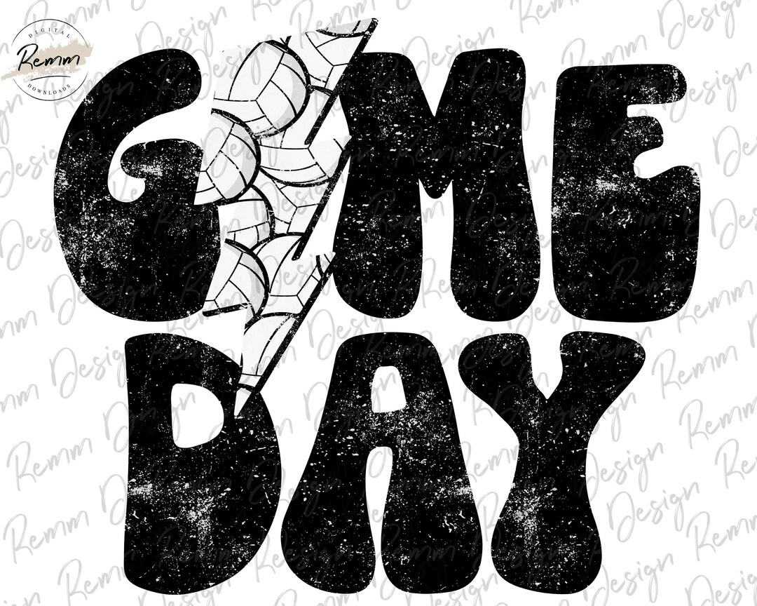 Retro Game Day Volleyball Lightning Bolt Png, Distressed Volleyball Png