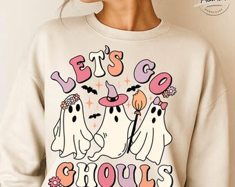 Floral Ghost Halloween PNG: Preppy Fall Design (Digital Download, Includes Grunge Option)