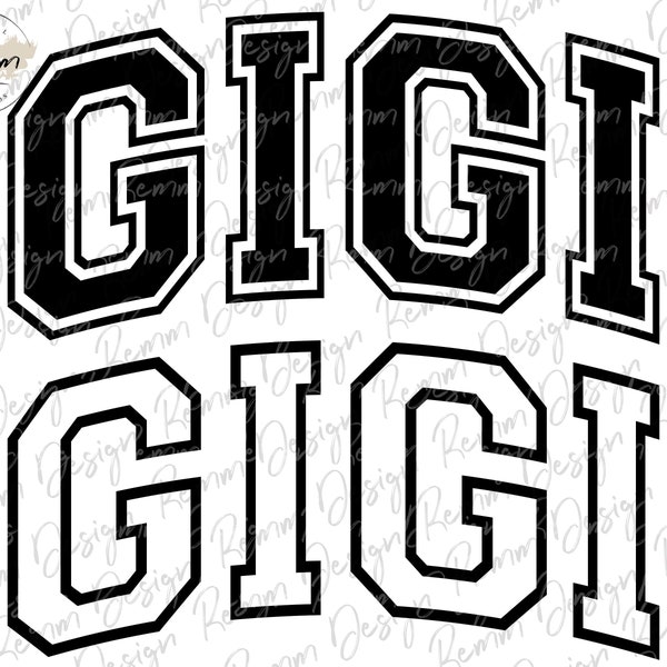 Gigi SVG, Gigi Png, Grandma Svg, Varsity Style Svg, Gigi T Shirt Design, Cricut Cut File, Mother's Day Svg, Dxf, Digital download