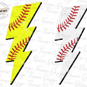 Baseball und Softball Lightning Bolt Png, Distressed Baseball Softball Bolt Bundle, Sublimation Download, printable, Hintergrunddesign
