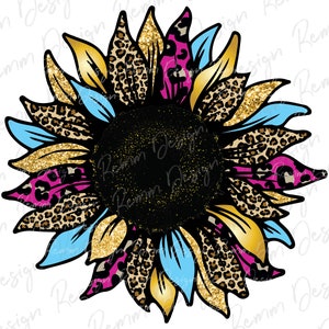 Leopard Sunflower PNG: Colorful T-Shirt Design (Digital Download)