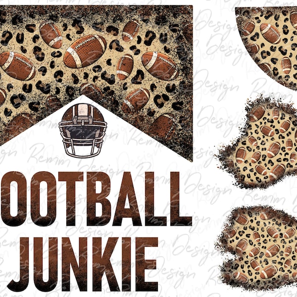 Leopard Football Junkie PNG, Matching Patches, Sleeve, Western Png, Sublimation Or Print, Fall Sublimation, Autumn, Football T-shirt Design