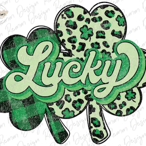 St. Patrick&#39;s Day Png, Lucky Shamrock Png, Retro St. Patty&#39;s Day Png Design, Green Leopard, Retro Lucky Png, Clover Png, Sublimation Design