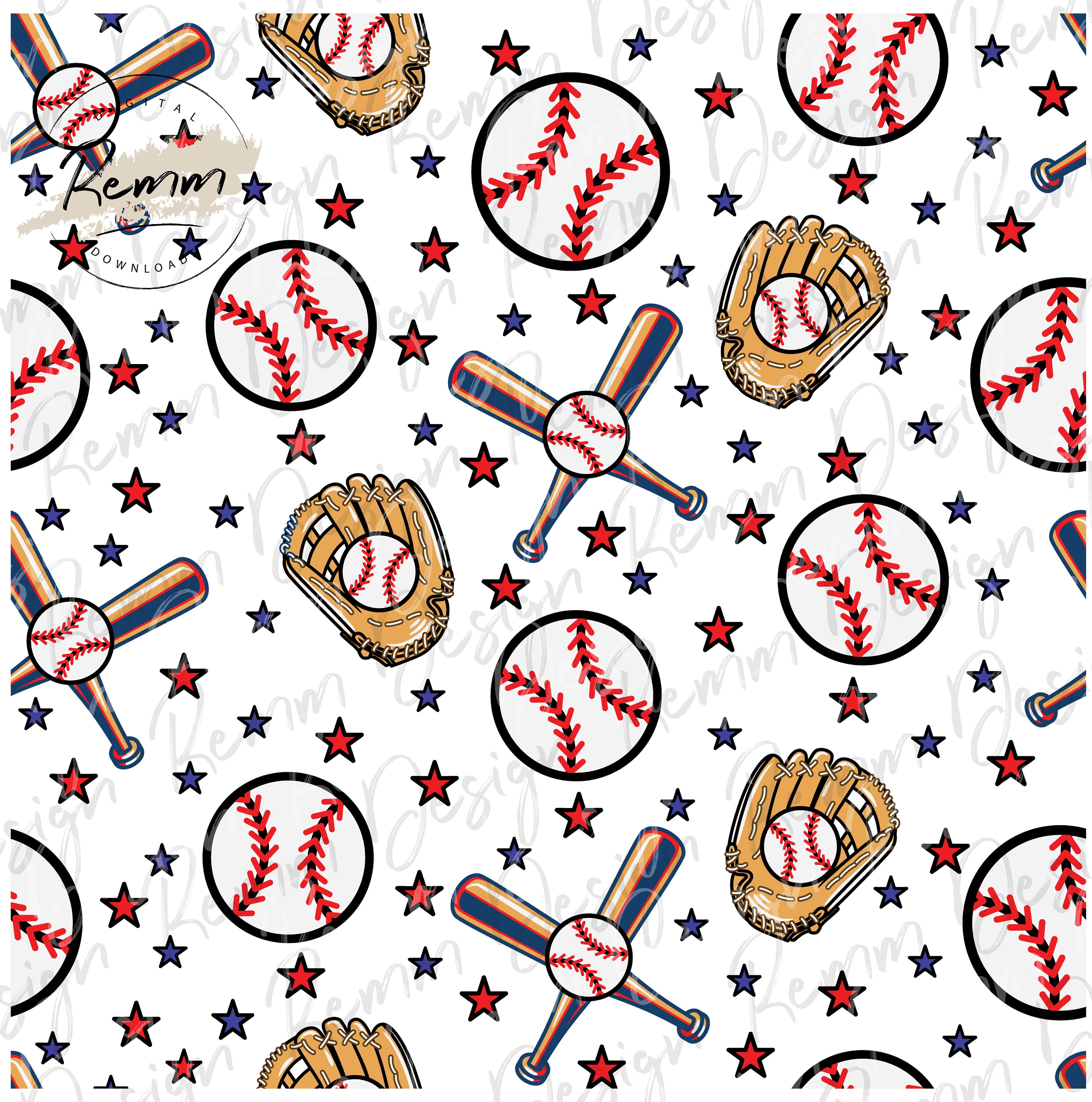 Seamless Baseball Pattern Sublimate Download Digital Paper Etsy