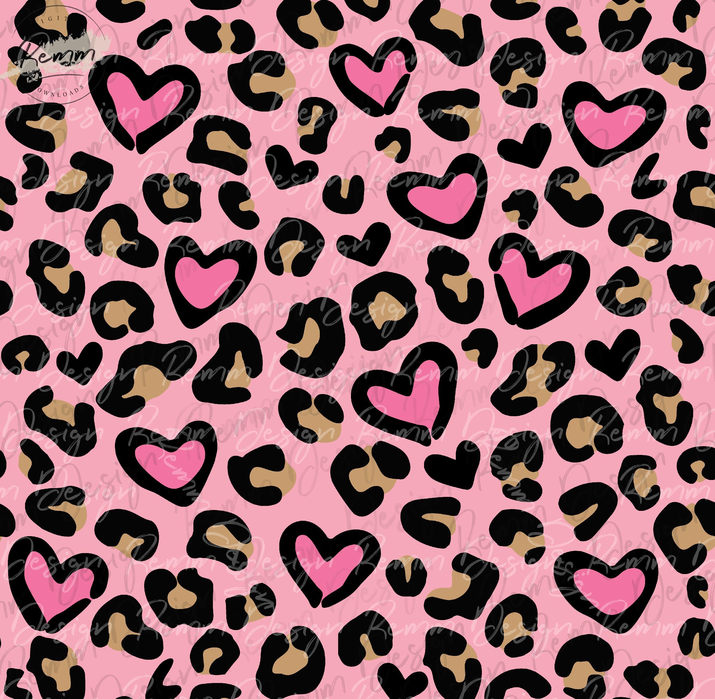 Pink Leopard Print and Hearts Seamless Pattern, Valentines Day Seamless  Pattern, Repeating Pattern for Commercial Use, Png and Jpeg